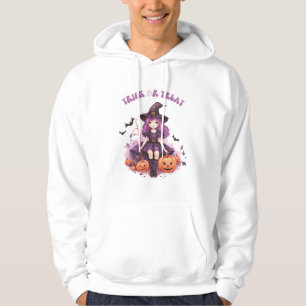 Trick or treat Paarse Heksenpompoenen & Vleermuize Hoodie