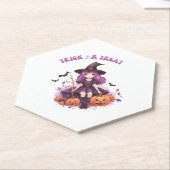 Trick or treat Paarse Heksenpompoenen & Vleermuize Kartonnen Onderzetters (Schuin)