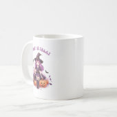 Trick or treat Paarse Heksenpompoenen & Vleermuize Koffiemok (Voorkant links)