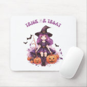 Trick or treat Paarse Heksenpompoenen & Vleermuize Muismat (Met muis)