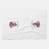 Trick or treat Paarse Heksenpompoenen & Vleermuize Theedoek (Horizontaal)