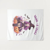 Trick or treat Paarse Heksenpompoenen & Vleermuize Wandkleed (Voorkant (horizontaal))