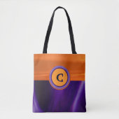 Trick or treat Paarse & Oranje Monogram Tote Bag (Voorkant)