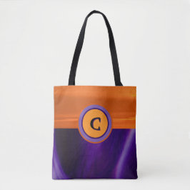 Trick or treat Paarse & Oranje Monogram Tote Bag