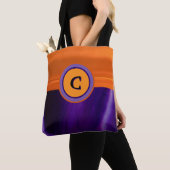 Trick or treat Paarse & Oranje Monogram Tote Bag (Dichtbij)