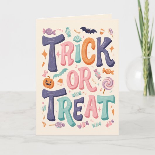 Trick or treat Pastel Halloween Kaart (Voorkant)