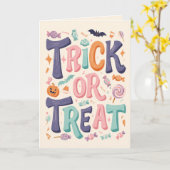 Trick or treat Pastel Halloween Kaart (Gele Bloem)
