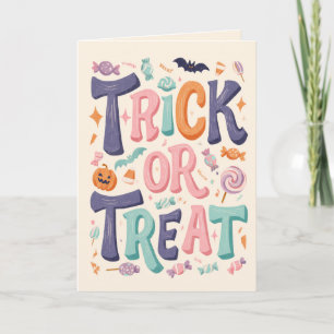 Trick or treat Pastel Halloween Kaart