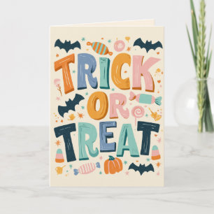 Trick or treat Pastel Halloween Kaart