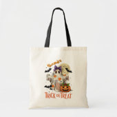 Trick or treat Patchwork Ghost Halloween Custom Tote Bag (Voorkant)