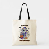 Trick or Treat Patchwork Ghost Halloween Custom Tote Bag (Achterkant)