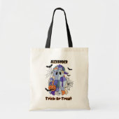 Trick or Treat Patchwork Ghost Halloween Custom Tote Bag (Voorkant)