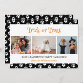 Trick or treat Paws Pet Foto Halloween Feestdagenkaart (Voorkant / Achterkant)