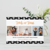Trick or treat Paws Pet Foto Halloween Feestdagenkaart (Staand voorkant)