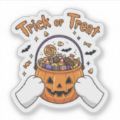 Trick or treat Paws - Schattigee kat Halloween Sticker (Voorkant)