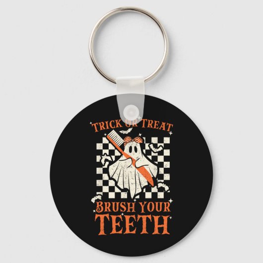 Trick or treat Penseel Uw Tanden Dentist Halloween Sleutelhanger (Voorkant)