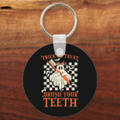 Trick or treat Penseel Uw Tanden Dentist Halloween Sleutelhanger (Voorkant)