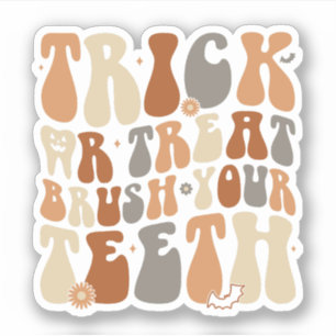 Trick or treat Penseel Uw Tanden Halloween Dentist Sticker