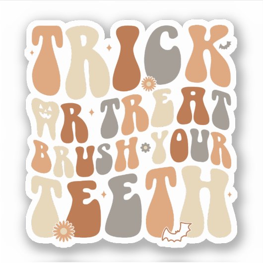 Trick or treat Penseel Uw Tanden Halloween Dentist Sticker (Voorkant)