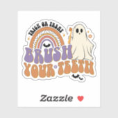 Trick or treat Penseel Uw Tanden Halloween Dentist Sticker (Vel)