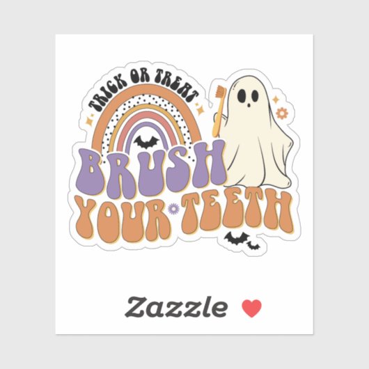 Trick or treat Penseel Uw Tanden Halloween Dentist Sticker (Vel)