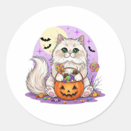 Trick or treat Perzisch - Fluffy Perzische kat Ronde Sticker