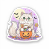 Trick or treat Perzisch - Fluffy Perzische kat Sticker (Voorkant)