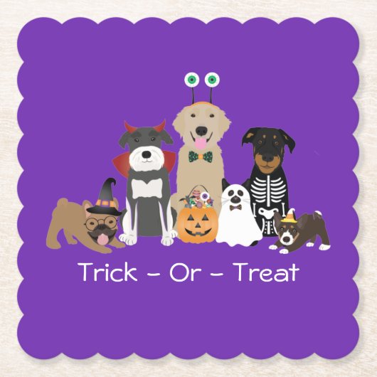 Trick or treat Pets Halloween Costumes Kartonnen Onderzetters (Voorkant)
