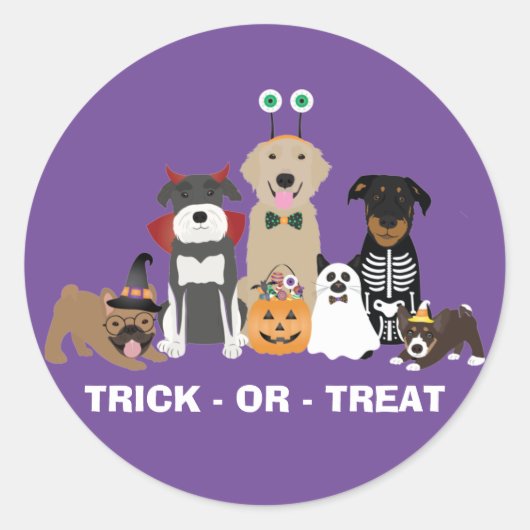 Trick or treat Pets Halloween Costumes Ronde Sticker (Voorkant)