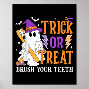 Trick or treat Poets je tanden Schattige Ghost Hal Poster