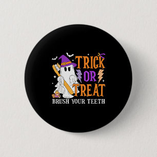 Trick or treat Poets je tanden Schattige Ghost Hal Ronde Button 5,7 Cm