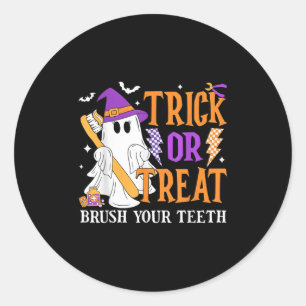 Trick or treat Poets je tanden Schattige Ghost Hal Ronde Sticker