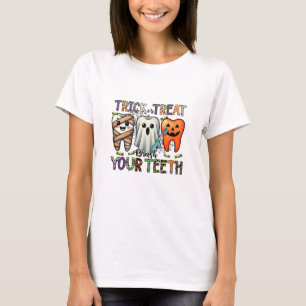 Trick or treat poets je tanden tandarts t-shirt