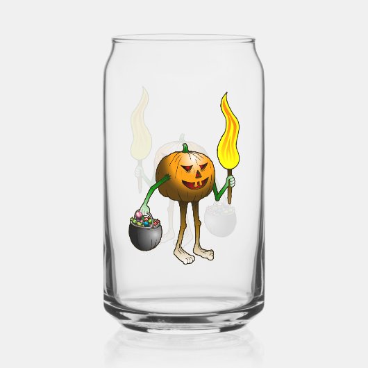 Trick or treat pompoen blikvorm glas (Voorkant)