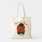  Trick or treat Pompoen Custom Halloween Tote Bag (Achterkant)
