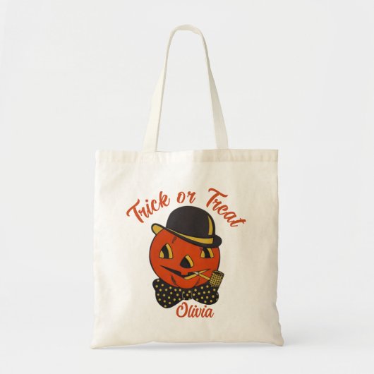 Trick or treat Pompoen Custom Halloween Tote Bag (Voorkant)