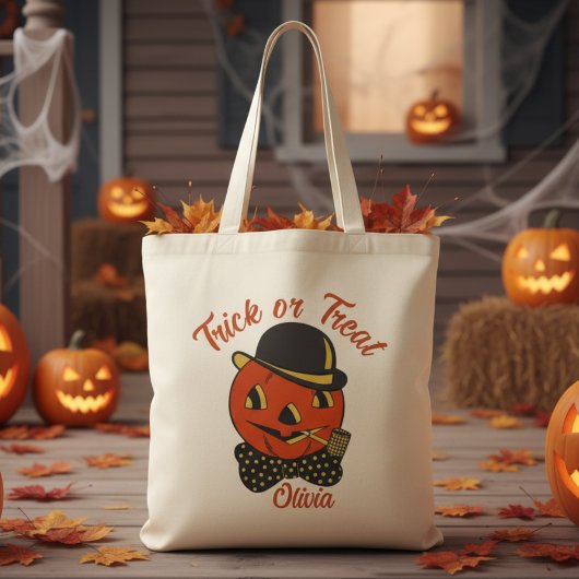  Trick or treat Pompoen Custom Halloween Tote Bag