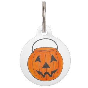 Trick or treat pompoen emmer halloween feest huisdierpenning
