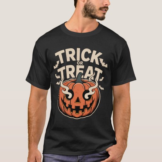 Trick or treat Pompoen Face Art T-shirt (Voorkant)