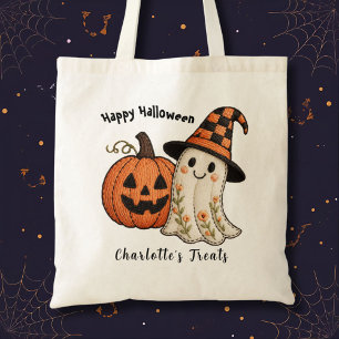 Trick or Treat Pompoen Geest Budget Halloween Tote Bag