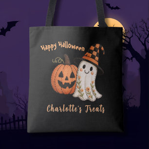 Trick or Treat Pompoen Geest Halloween Tote Bag