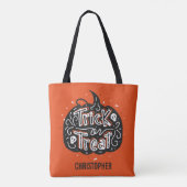 Trick or treat Pompoen Gepersonaliseerde Halloween Tote Bag (Achterkant)