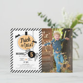 Trick or treat pompoen Halloween foto Verjaardag Kaart (Staand voorkant)