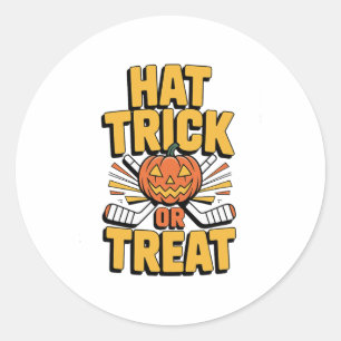 Trick Or Treat Pompoen Halloween IJshockey Ronde Sticker