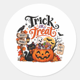 Trick or Treat Pompoen Halloween Sticker