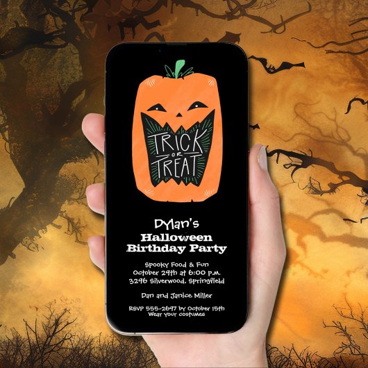 Trick or treat pompoen Halloween Verjaardag Kaart