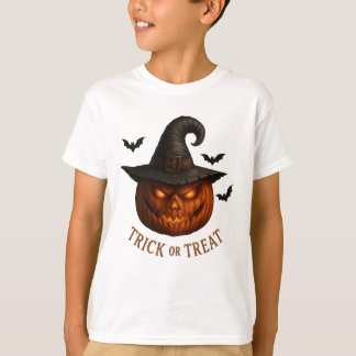 Trick or Treat Pompoen Heksenhoed Halloween Ontwer T-shirt