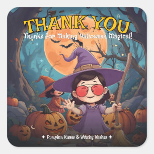 Trick or Treat Pompoen Lieve Heks Halloween Vierkante Sticker