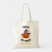 Trick or treat pompoen naam gepersonaliseerde Hall Tote Bag (Achterkant)
