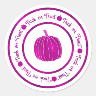 Trick or Treat & Pompoen Paarse Glam Halloween Ronde Sticker